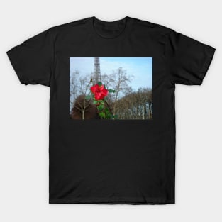 Paris Red Rose at the Eiffel Tower T-Shirt